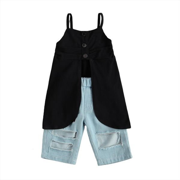 2 7y fashion summer toddler girls clothes sets solid sleeveless button dress vest blue denim pants set, White
2 7y fashion summer toddler girls clothes sets solid sleeveless button dress vest blue denim pants set, White