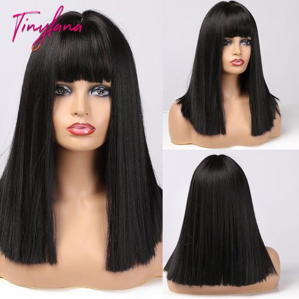 synthetic wigs tiny lana medium long dark black with full bangs silky straight for women cosplay daily heat resistant fiber 
synthetic wigs tiny lana medium long dark black with full bangs silky straight for women cosplay daily heat resistant fiber