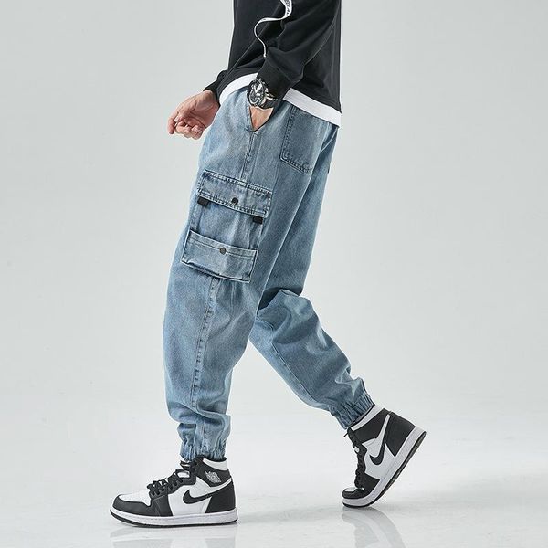 men's jeans quality hip hop cargo pants men fashion casual harem joggers trousers streetwear denim plus size -8xl, Blue
men's jeans quality hip hop cargo pants men fashion casual harem joggers trousers streetwear denim plus size -8xl, Blue