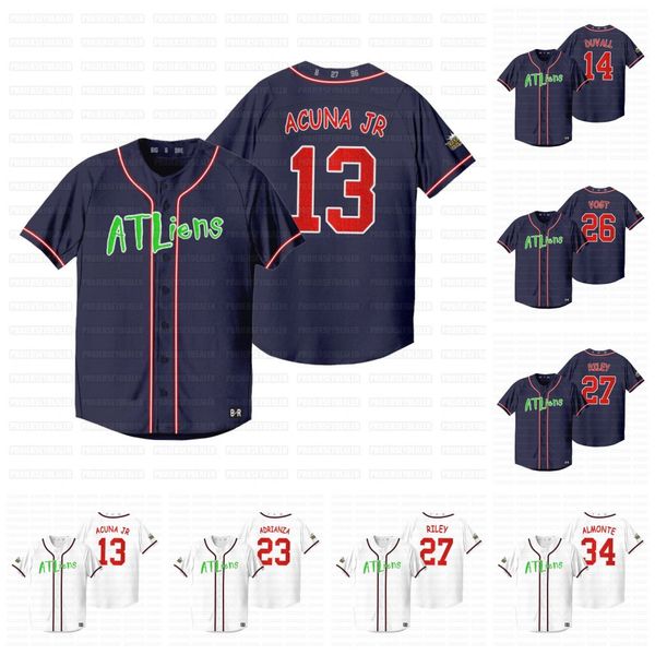 beaves ronald acuna jr. outkast 25th anniversary baseball atliens jersey marcell ozuna ozzie albies austin riley freddie an dansby swanson, Blue;black
beaves ronald acuna jr. outkast 25th anniversary baseball atliens jersey marcell ozuna ozzie albies austin riley freddie an dansby swanson, Blue;black
