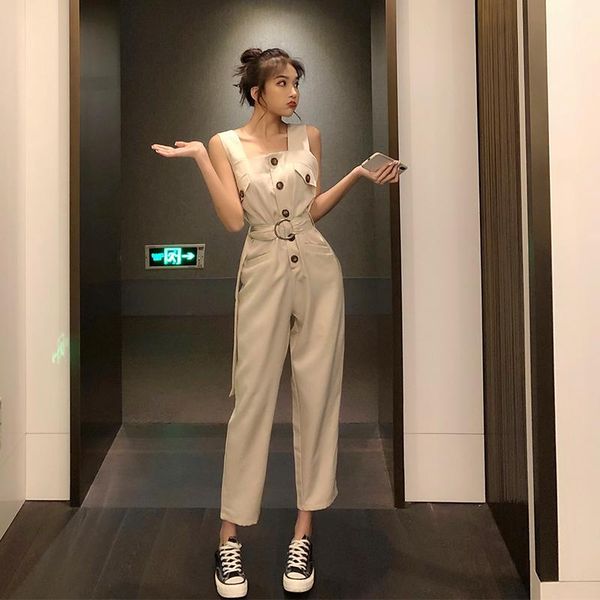 women's jumpsuits & rompers for women fashion solid high waist sleeveless belt quality jumpsuit female summer casual loose strap overal, Black;white
women's jumpsuits & rompers for women fashion solid high waist sleeveless belt quality jumpsuit female summer casual loose strap overal, Black;white