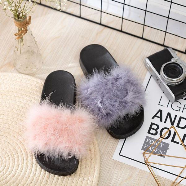 feather fashion outside wearing women's hair slippers versatile women shoes for, Black
feather fashion outside wearing women's hair slippers versatile women shoes for, Black