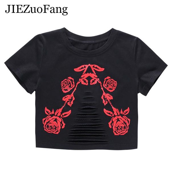 women's t-shirt jiezuofang printed red rose for women skinny hollow out black solid cotton female o-neck short sleeves clothes, White
women's t-shirt jiezuofang printed red rose for women skinny hollow out black solid cotton female o-neck short sleeves clothes, White