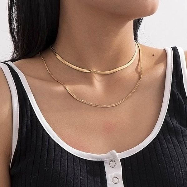 chains simple vintage flat snake choker necklaces for women punk double layer alloy geometric clavicle necklace fashion jewelry1, Silver
chains simple vintage flat snake choker necklaces for women punk double layer alloy geometric clavicle necklace fashion jewelry1, Silver
