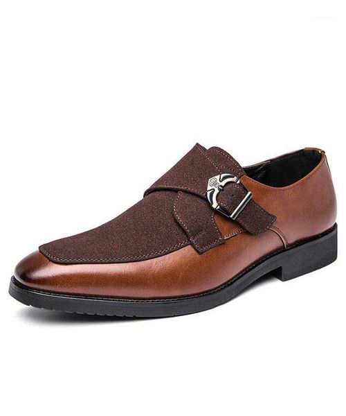 men's handmade brown pu stitching suede metal single buckle monk shoes retro classic fashion all-match business casual ka110 dress1, Black
men's handmade brown pu stitching suede metal single buckle monk shoes retro classic fashion all-match business casual ka110 dress1, Black