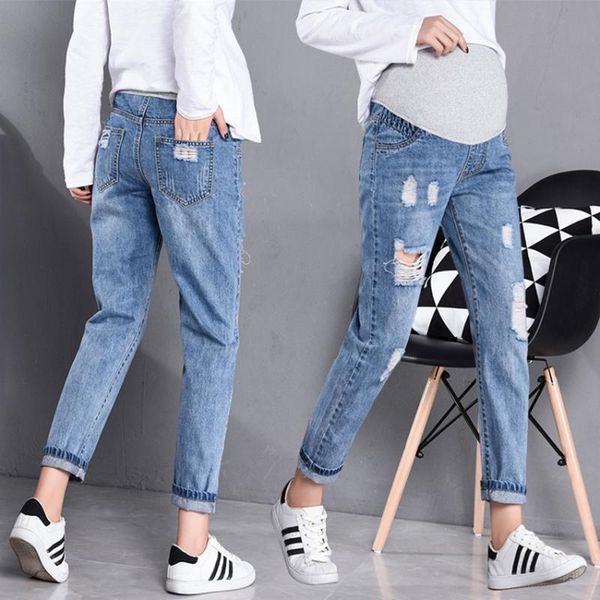 maternity bottoms spring and autumn jeans korean style ripped loose trousers fashion all-match, White
maternity bottoms spring and autumn jeans korean style ripped loose trousers fashion all-match, White