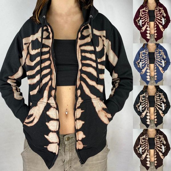 women's hoodies & sweatshirts y2k aesthetic skeleton zip up hoodie 90s vintage graphic printed zipper closure e-girl spring autumn, Black
women's hoodies & sweatshirts y2k aesthetic skeleton zip up hoodie 90s vintage graphic printed zipper closure e-girl spring autumn, Black