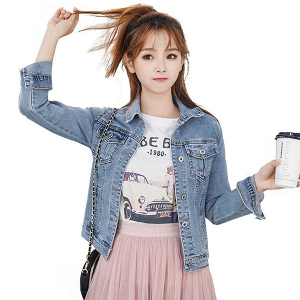 women's jackets coat korean style wild long-sleeved spring jacket women short small slim stretch denim, Black;brown
women's jackets coat korean style wild long-sleeved spring jacket women short small slim stretch denim, Black;brown