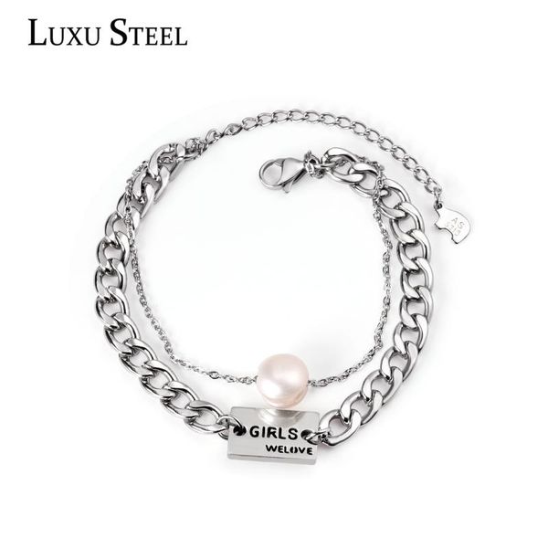 link, chain luxusteel imitation pearls double chains bracelet mujer pulsera women stainless steel silver color fashion bangle bracelets, Black
link, chain luxusteel imitation pearls double chains bracelet mujer pulsera women stainless steel silver color fashion bangle bracelets, Black
