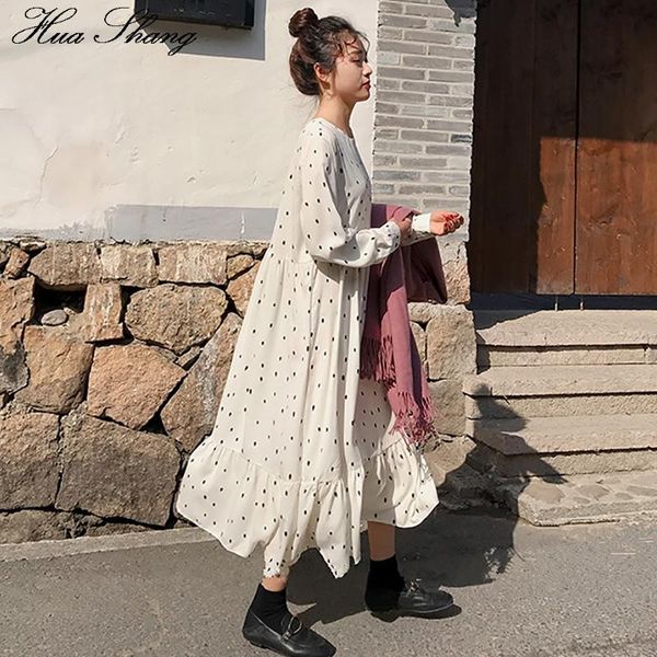 casual dresses loose oversized dress korean fashion women autumn long sleeve dot print maxi ladies tunic ruffles, Black;gray
casual dresses loose oversized dress korean fashion women autumn long sleeve dot print maxi ladies tunic ruffles, Black;gray