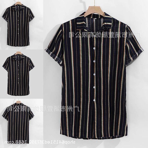 men's shirt summer stripe cardigan short sleeve casual beach close up square neck men's shirt, White;black
men's shirt summer stripe cardigan short sleeve casual beach close up square neck men's shirt, White;black