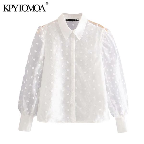 women fashion polka dot see through blouses lapel collar long sleeve female shirts chic 210420, White
women fashion polka dot see through blouses lapel collar long sleeve female shirts chic 210420, White