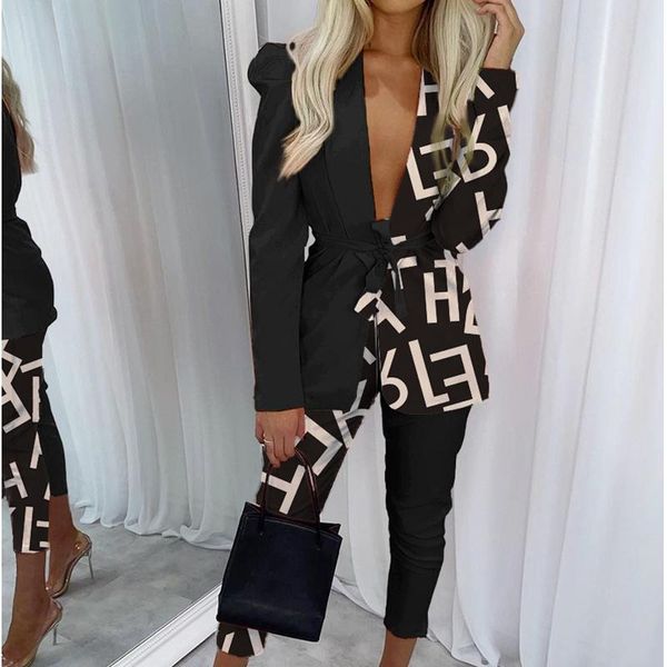 women's two piece pants wepbel outfits blazer coats business wear coat suit women autumn blazers pencil sets 2, White
women's two piece pants wepbel outfits blazer coats business wear coat suit women autumn blazers pencil sets 2, White