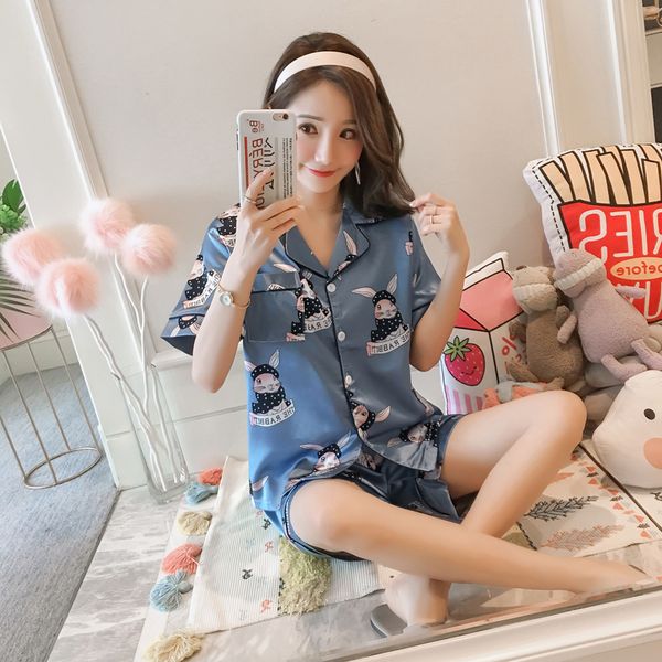 summer sleepwear ice silk lovely short sleeve shorts ladies korean spring and autumn home dress large size thin set, White
summer sleepwear ice silk lovely short sleeve shorts ladies korean spring and autumn home dress large size thin set, White