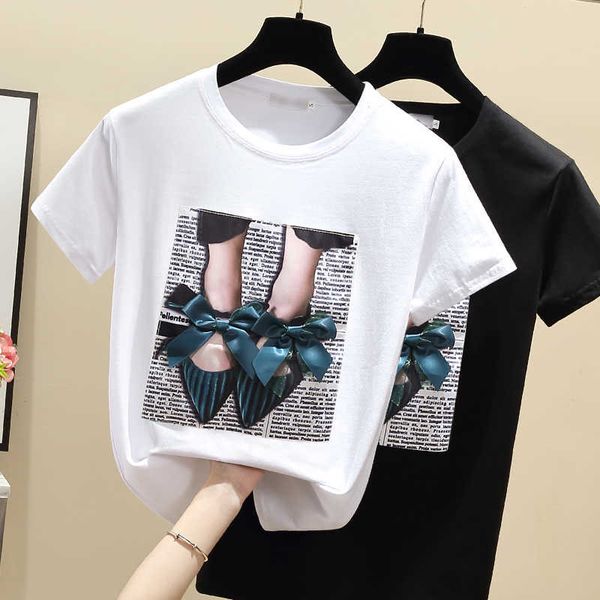 summer cotton white black harajuku tshirts short sleeve casual t-shirt women o-neck slim applique tee shirt femme 210604
summer cotton white black harajuku tshirts short sleeve casual t-shirt women o-neck slim applique tee shirt femme 210604