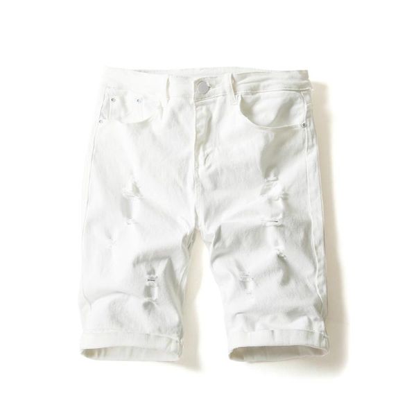 men's shorts cotton thin white short jeans hole denim male slim stretch summer pants size 36, White;black
men's shorts cotton thin white short jeans hole denim male slim stretch summer pants size 36, White;black