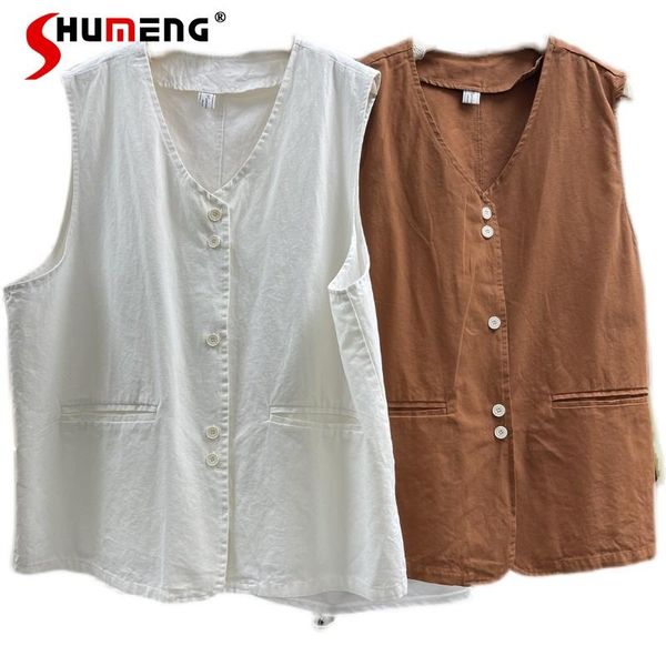 women's vests women summer sleeveless v-neck vest 2021 korean fashion loose solid color single-breasted all-match jacket for, Black;white
women's vests women summer sleeveless v-neck vest 2021 korean fashion loose solid color single-breasted all-match jacket for, Black;white