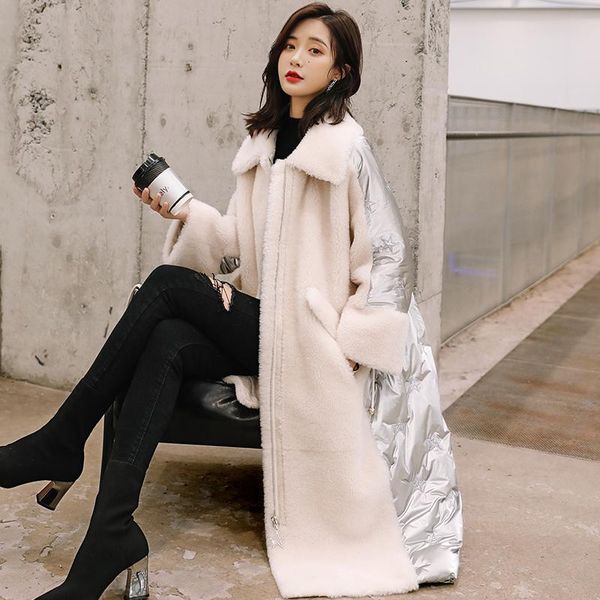 women's fur & faux winter 100% genuine wool jackets 90% white duck down women parkas korean oversized coat female casaco zjt765, Black
women's fur & faux winter 100% genuine wool jackets 90% white duck down women parkas korean oversized coat female casaco zjt765, Black