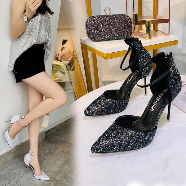 dress shoes linglewei 2021 spring and summer women's super high heels pointed toe thin fashion buckle strap shallow, Black
dress shoes linglewei 2021 spring and summer women's super high heels pointed toe thin fashion buckle strap shallow, Black