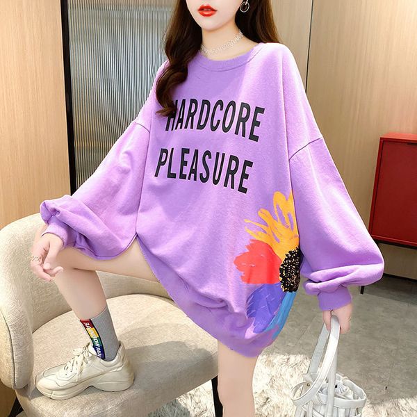 women's sweater thin 2021 autumn korean version loose large women's letter printed round neck long sleeve coat, Black
women's sweater thin 2021 autumn korean version loose large women's letter printed round neck long sleeve coat, Black