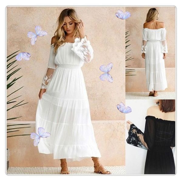 casual dresses off shoulder dress summer fashion lady one-shoulder chiffon black white lace beach party maxi pleated, Black;gray
casual dresses off shoulder dress summer fashion lady one-shoulder chiffon black white lace beach party maxi pleated, Black;gray