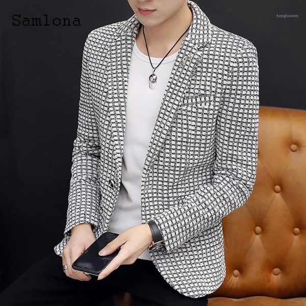 men's suits & blazers samlona men fashion mens clothing 2021 autumn lapel collar retro jacket classic plaid outerwear male streetwear, White;black
men's suits & blazers samlona men fashion mens clothing 2021 autumn lapel collar retro jacket classic plaid outerwear male streetwear, White;black