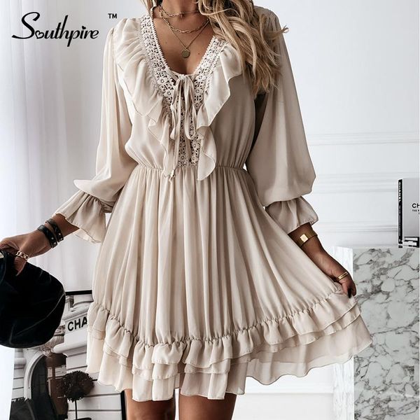 casual dresses southpire lace women's party dress elegant long sleeve ruffle chiffon mini autumn winter v neck ladies clothing 2021, Black;gray
casual dresses southpire lace women's party dress elegant long sleeve ruffle chiffon mini autumn winter v neck ladies clothing 2021, Black;gray