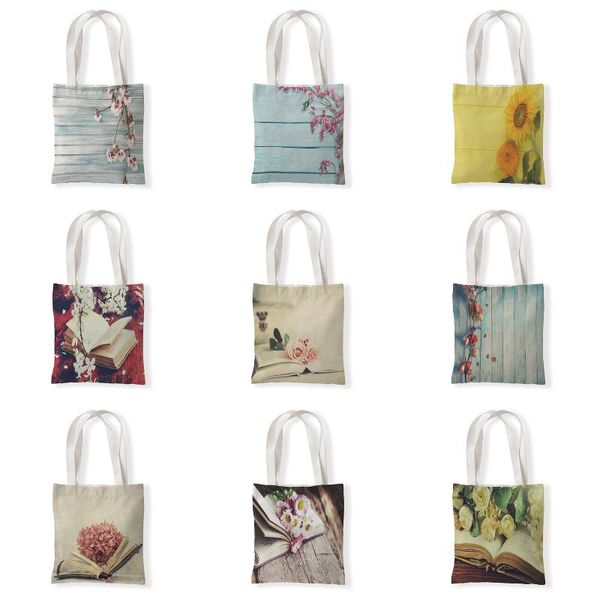 storage bags retro books and flowers handbags cloth canvas tote bag shopping women girl eco reusable shoulder shopper custom
storage bags retro books and flowers handbags cloth canvas tote bag shopping women girl eco reusable shoulder shopper custom