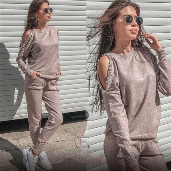 women's two piece pants women sweater suit fashion casual 2pcs tracksuit rhinestone knitted trousers jumper costume set, White
women's two piece pants women sweater suit fashion casual 2pcs tracksuit rhinestone knitted trousers jumper costume set, White