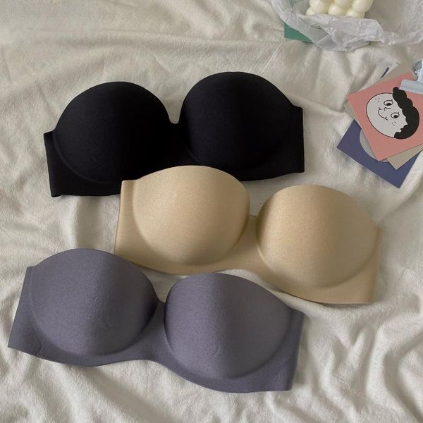 bras women strapless bra invisible push up underwear seamless solid without straps bralette lingerie, Red;black 
bras women strapless bra invisible push up underwear seamless solid without straps bralette lingerie, Red;black