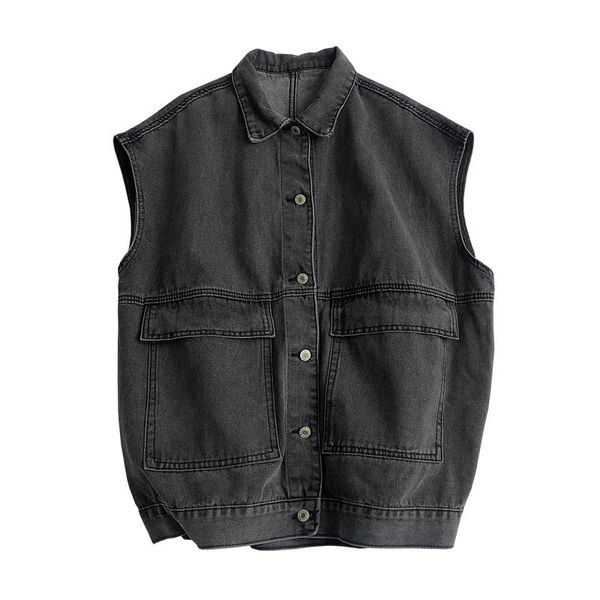 men's vests cotton denim vest with multiple pockets plus size blue loose fit sleeveless jacket ba65, Black;white
men's vests cotton denim vest with multiple pockets plus size blue loose fit sleeveless jacket ba65, Black;white