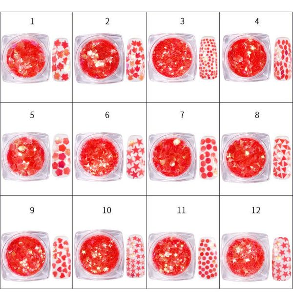 12pcs/set holographic red colors glitter powder mixed shaped pet confettis chunky sequins for diy manicure nails art decorations nail, Silver;gold
12pcs/set holographic red colors glitter powder mixed shaped pet confettis chunky sequins for diy manicure nails art decorations nail, Silver;gold