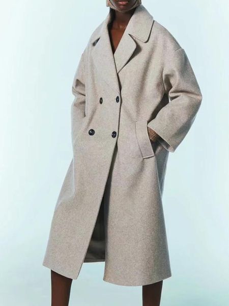 women's wool & blends women gray coat 2021 autumn casual loose long jacket woman vintage double breasted overcoat female outerwear chic, Black
women's wool & blends women gray coat 2021 autumn casual loose long jacket woman vintage double breasted overcoat female outerwear chic, Black