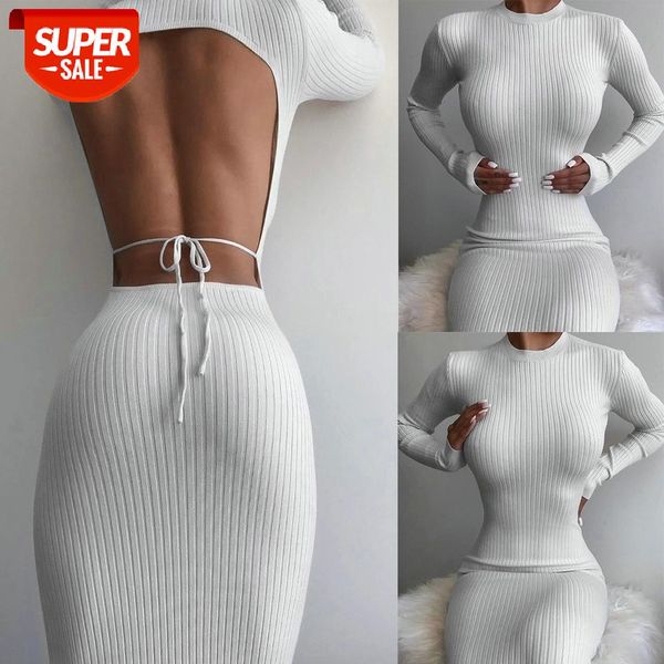 women's autumn elegant dress solid color long sleeve round neck backless lace-up slim stretch casual knitted #nw5k, White;black
women's autumn elegant dress solid color long sleeve round neck backless lace-up slim stretch casual knitted #nw5k, White;black