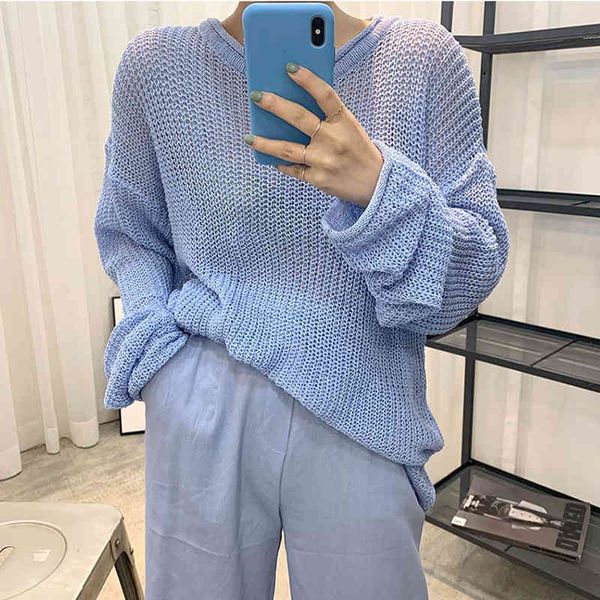 female sweater summer women pullover knitting overszie long sleeve girls loose elegant knitted outerwear thin 210417, White;black
female sweater summer women pullover knitting overszie long sleeve girls loose elegant knitted outerwear thin 210417, White;black