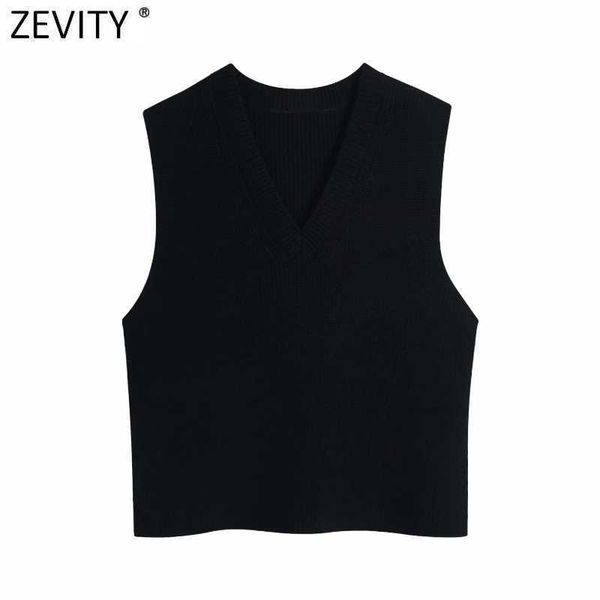 zevity women fashion v neck black color knitting sweater female chic sleeveless vest casual slim pullovers s582 210603, White;black
zevity women fashion v neck black color knitting sweater female chic sleeveless vest casual slim pullovers s582 210603, White;black
