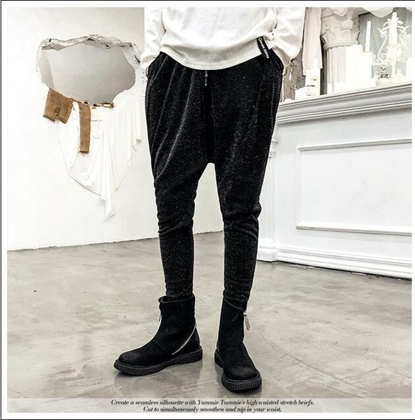 men's pants loose harem singer performance clothing hair stylist fashion sequins, Black
men's pants loose harem singer performance clothing hair stylist fashion sequins, Black
