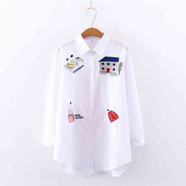 women's blouses & shirts women embroidery long sleeve white shirt button up turn down collar cute cartoon blouse feminina blusas t9d62
women's blouses & shirts women embroidery long sleeve white shirt button up turn down collar cute cartoon blouse feminina blusas t9d62