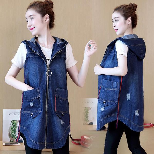 women's vests spring autumn women vest plus size fashion casual loose solid pocket hooded jeans for larger denim outerwear, Black;white
women's vests spring autumn women vest plus size fashion casual loose solid pocket hooded jeans for larger denim outerwear, Black;white