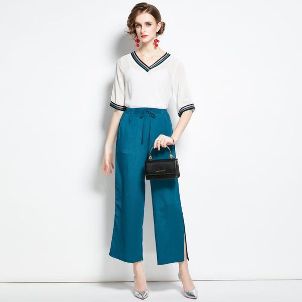 summer fashion women casual two piece outfits short sleeve white shirt and wide leg pants suit sets women's tracksuits, Gray
summer fashion women casual two piece outfits short sleeve white shirt and wide leg pants suit sets women's tracksuits, Gray