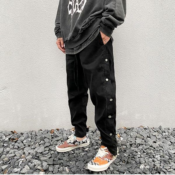 men's pants suede side button baggy mens high street drawstring straight loose casual trousers oversize solid harajuku men track, Black
men's pants suede side button baggy mens high street drawstring straight loose casual trousers oversize solid harajuku men track, Black