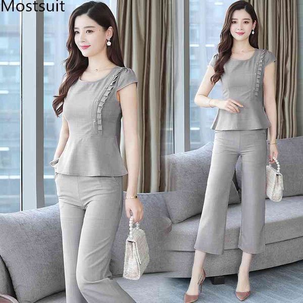 summer office fashion two piece sets women short sleeve + ankle-length pants outfits elegant ladies korean 2 pcs 210518, White
summer office fashion two piece sets women short sleeve + ankle-length pants outfits elegant ladies korean 2 pcs 210518, White