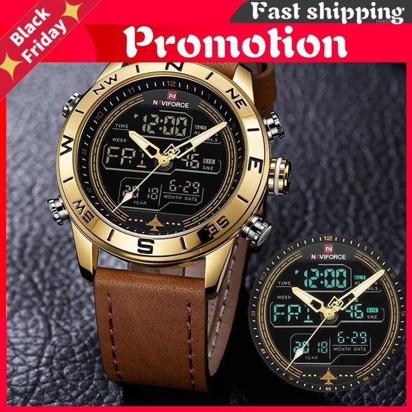wristwatches men 9144 gold army military watch led digital leather sports watches quartz mens clock relogio masculino, Slivery;brown 
wristwatches men 9144 gold army military watch led digital leather sports watches quartz mens clock relogio masculino, Slivery;brown