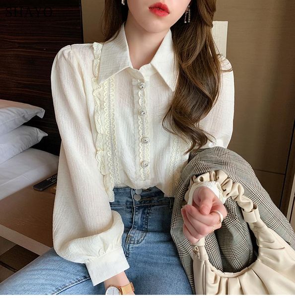 women's blouses & shirts 2021 korean style ruffles lace ladies japanese sweet shirt puff sleeve chic single-breasted fashion, White
women's blouses & shirts 2021 korean style ruffles lace ladies japanese sweet shirt puff sleeve chic single-breasted fashion, White