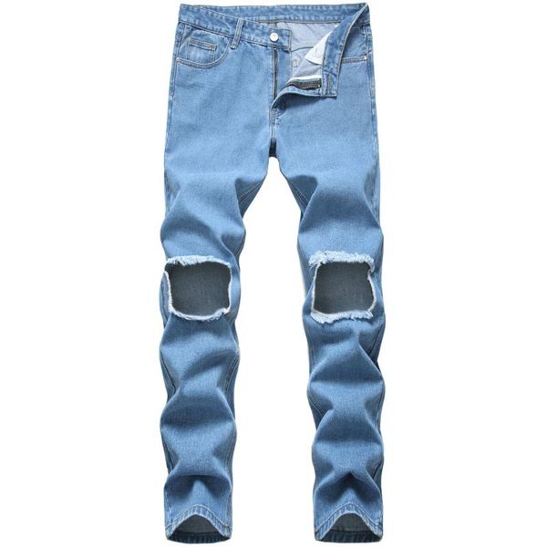 spring summer large hole jeans men full length straight slim washed casual solid color denim pants male high street men's, Blue
spring summer large hole jeans men full length straight slim washed casual solid color denim pants male high street men's, Blue