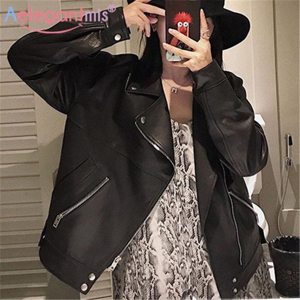 women's leather & faux aelegantmis loose pu jacket women classic moto biker spring 2021 lady basic coat plus size outerwear, Black
women's leather & faux aelegantmis loose pu jacket women classic moto biker spring 2021 lady basic coat plus size outerwear, Black
