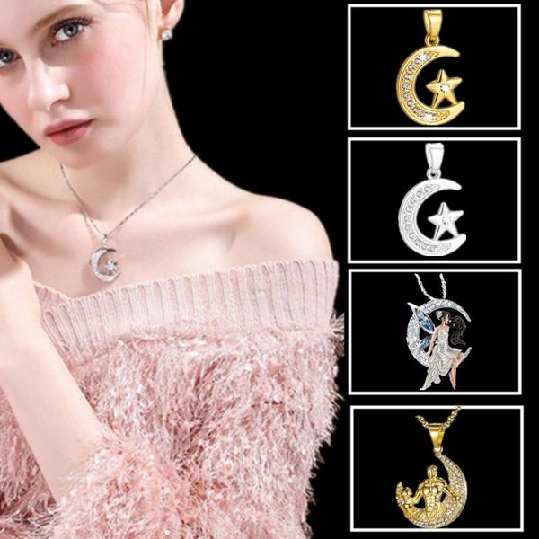 pendant necklaces 3 styles moon necklace religious star & pendants fashion gift simple design unisex, Silver
pendant necklaces 3 styles moon necklace religious star & pendants fashion gift simple design unisex, Silver