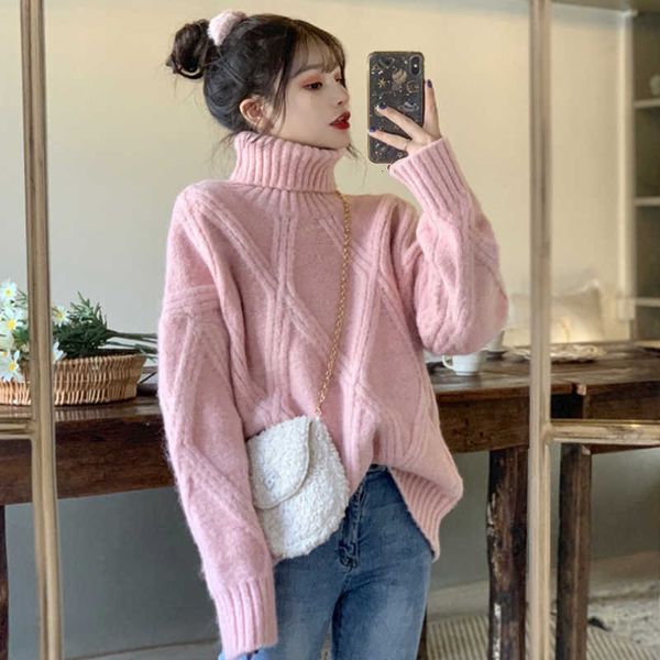 women's sweaters solid turtleneck winter long sleeve thicken ladies knitted jumper high neck argyle female pullovers for women k79a, White;black
women's sweaters solid turtleneck winter long sleeve thicken ladies knitted jumper high neck argyle female pullovers for women k79a, White;black