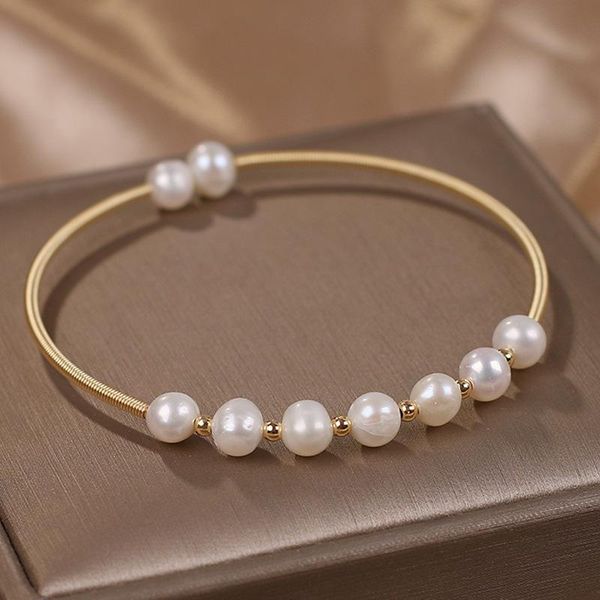 bangle south korea's design fashion jewelry simple natural freshwater pearl open bracelet elegant women's daily accessories, Black
bangle south korea's design fashion jewelry simple natural freshwater pearl open bracelet elegant women's daily accessories, Black