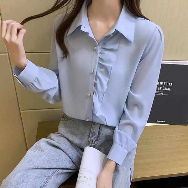women's blouses & shirts women shirt fashion loose long sleeve chiffon blouse womens and spring 2021, White
women's blouses & shirts women shirt fashion loose long sleeve chiffon blouse womens and spring 2021, White